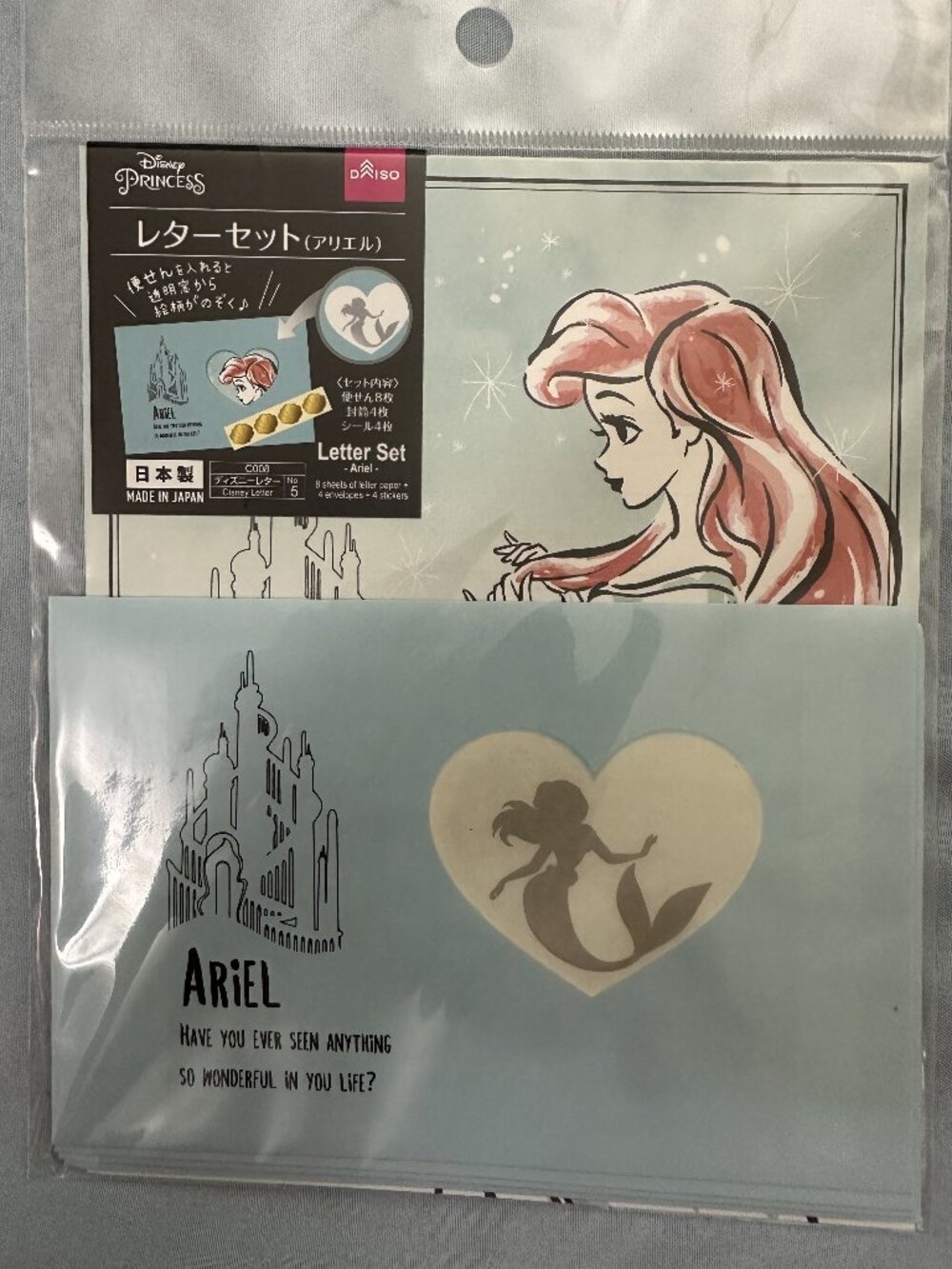 Disney Princess Ariel x Daiso Japan Letter Set